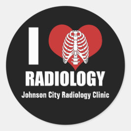Pegatina Redonda I Love Radiology Guay Personalizado Radiólogo Clin