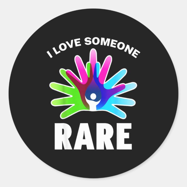 Pegatina Redonda I Love Rare Disease Awareness Shirt - Rare Disease (Anverso)