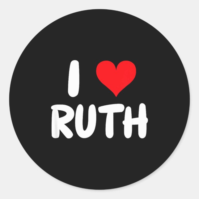 Pegatina Redonda I Love Ruth - Heart - Name  (Anverso)
