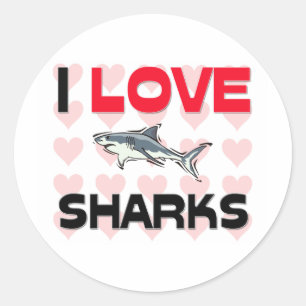 Pegatina Redonda I Love Sharks
