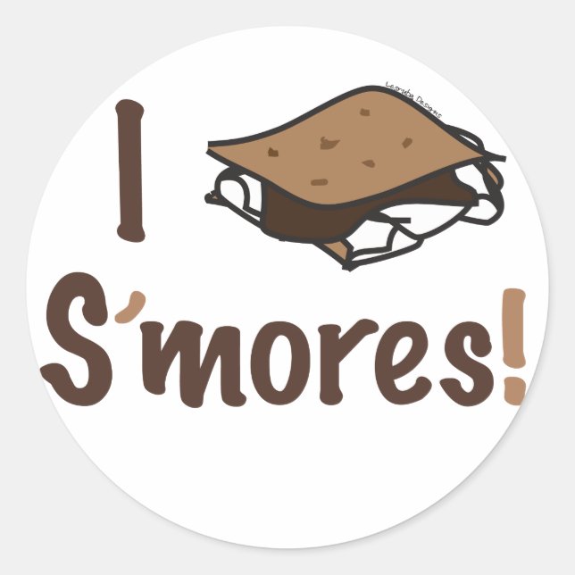 Pegatina Redonda I Love S'mores (Anverso)