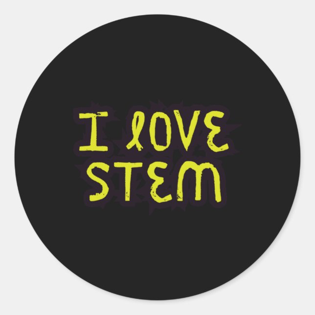 Pegatina Redonda I Love Stem - Ciencia (Anverso)
