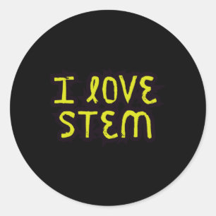 Pegatina Redonda I Love Stem - Ciencia