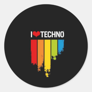 Pegatina Redonda I Love Techno