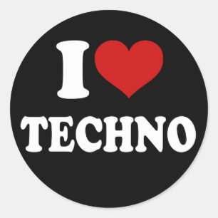 Pegatina Redonda I Love Techno