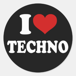 Pegatina Redonda I Love Techno