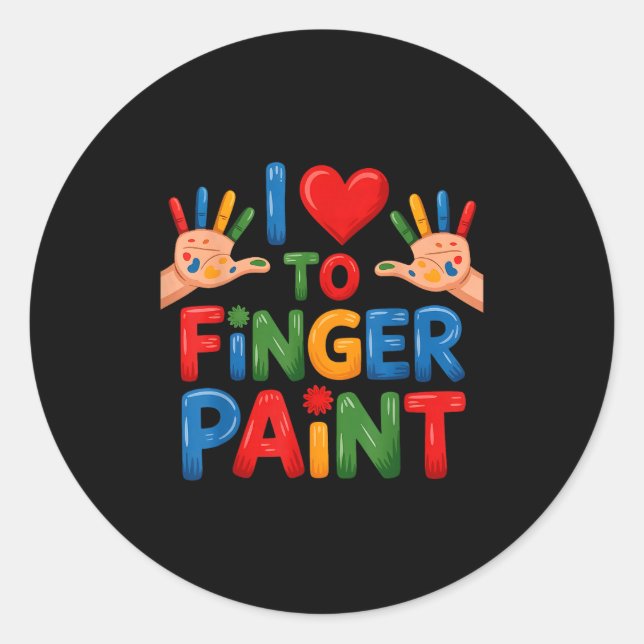 Pegatina Redonda I Love To Finger Paint Couples Art Teacher Finger  (Anverso)