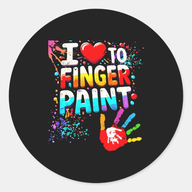 Pegatina Redonda I Love To Finger Paint Im Paint Cute Valentines  (Anverso)