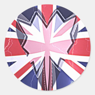 Pegatina Redonda "I love UK" Art Print