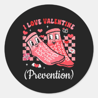 Pegatina Redonda I Love Valentine Prevention Nurse Xmas Slip Socks