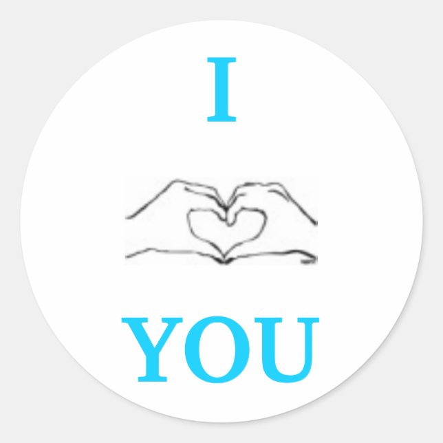 PEGATINA REDONDA I LOVE YOU. (Anverso)