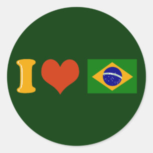 Pegatina Redonda I love you Brazil