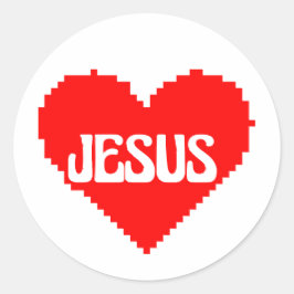 Pegatina Redonda I love you Jesus pixel art
