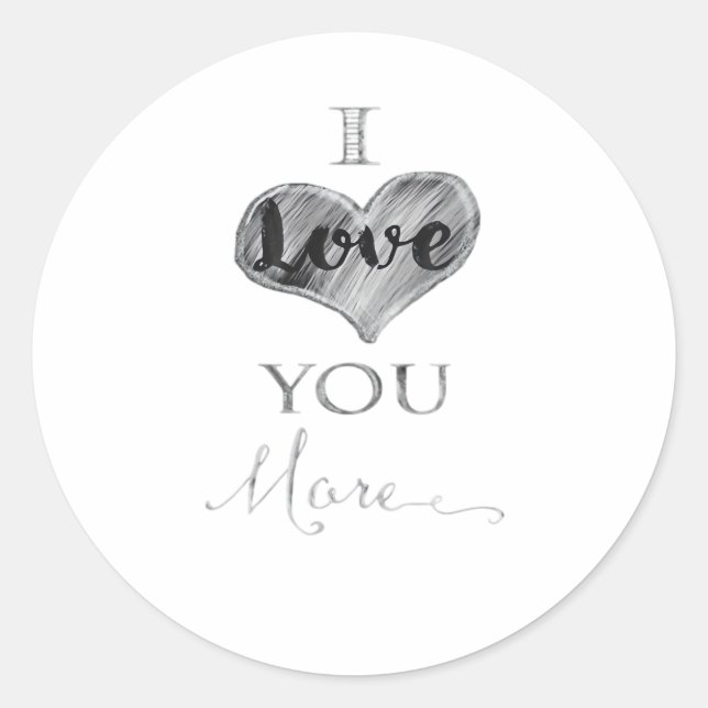 Pegatina Redonda I Love You More Chalkboard Heart Typography  (Anverso)