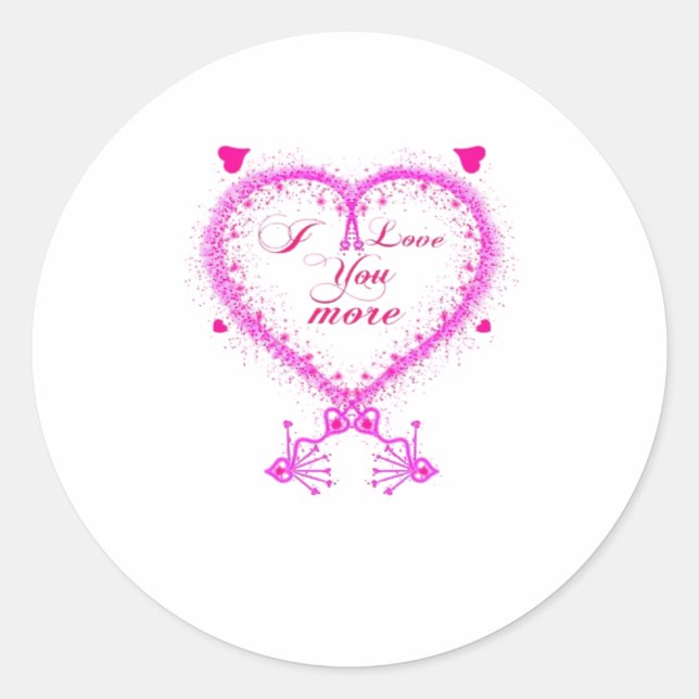 Pegatina Redonda I Love You More Classic Romantic Design  (Anverso)