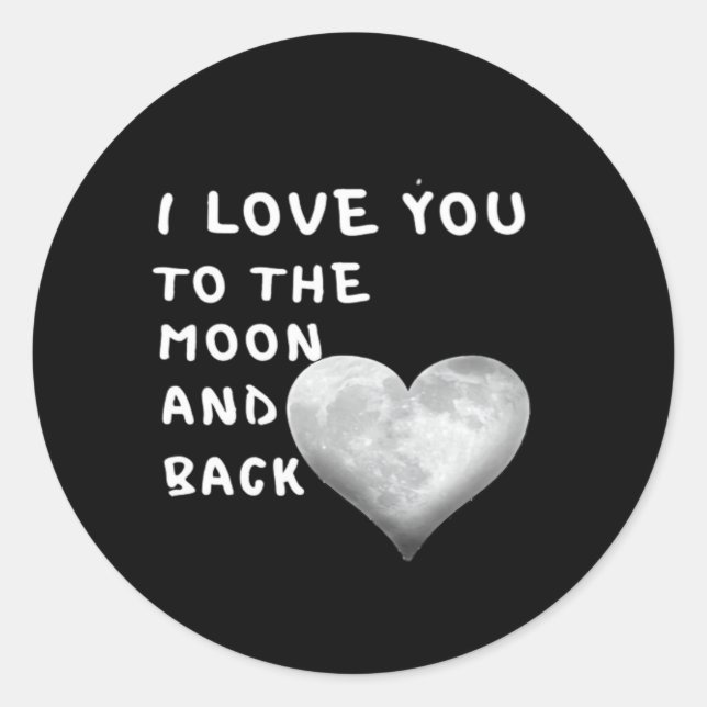Pegatina Redonda I Love You To The Moon And Back Couple Love Artist (Anverso)
