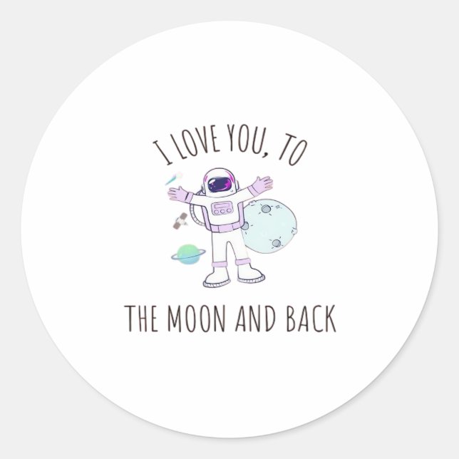 Pegatina Redonda I Love You To The Moon And Back Elegant Romantic S (Anverso)