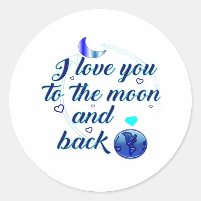Pegatina Redonda I Love You To The Moon And Back Minimal Aesthetic  (Anverso)