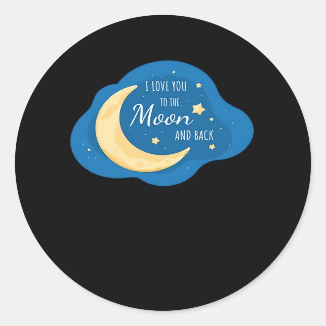 Pegatina Redonda I Love You To The Moon And Back Modern Aesthetic  (Anverso)