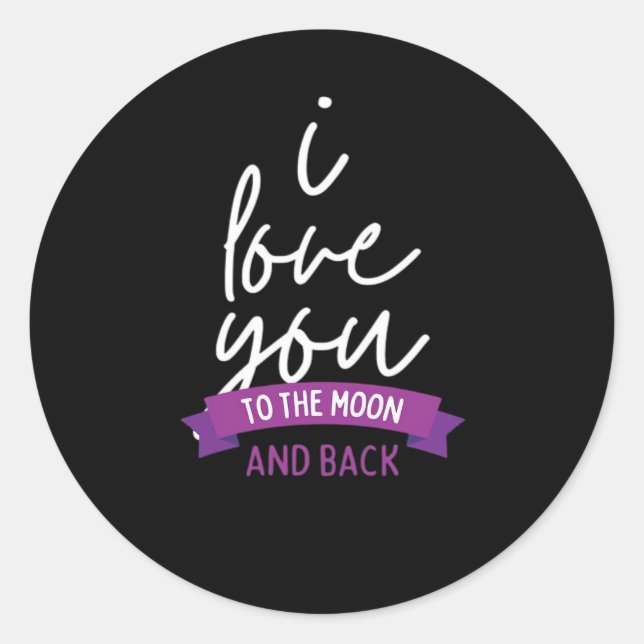 Pegatina Redonda I Love You To The Moon And Back Romantic Aesthetic (Anverso)