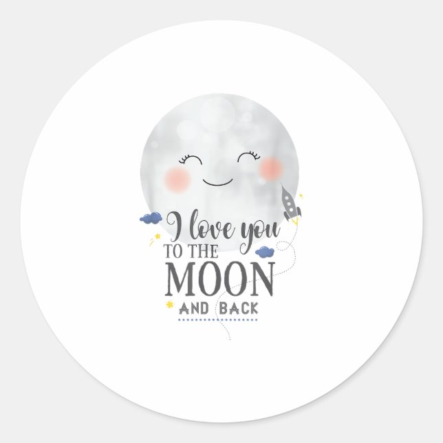 Pegatina Redonda I Love You To The Moon And Back Sincere Modern Sty (Anverso)