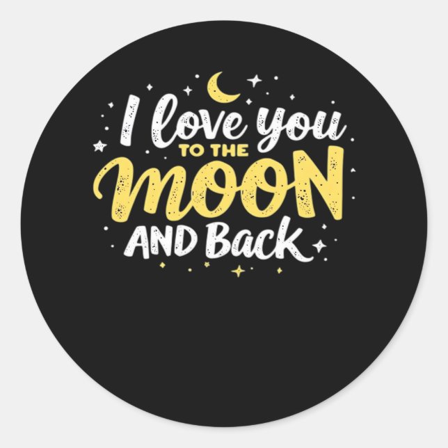 Pegatina Redonda I Love You To The Moon And Back Valentine Theme De (Anverso)