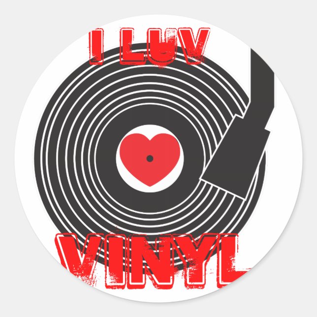 Pegatina Redonda I Luv Vinyl (Anverso)