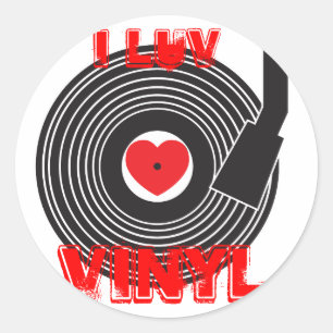 Pegatina Redonda I Luv Vinyl