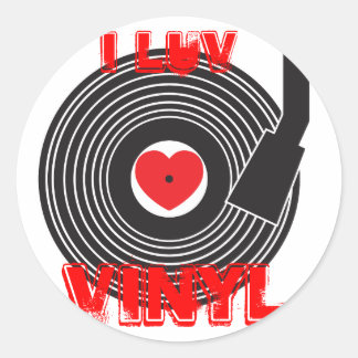 Pegatina Redonda I Luv Vinyl