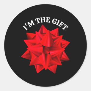 Pegatina Redonda "I m the Gift" Navidades divertidos Rojos sobredim