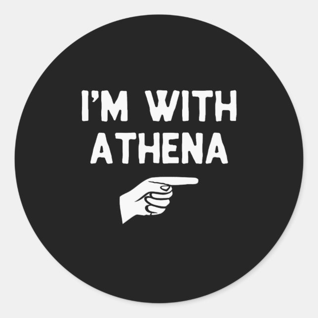 Pegatina Redonda I’m With Athena Funny Halloween Matching Costume  (Anverso)