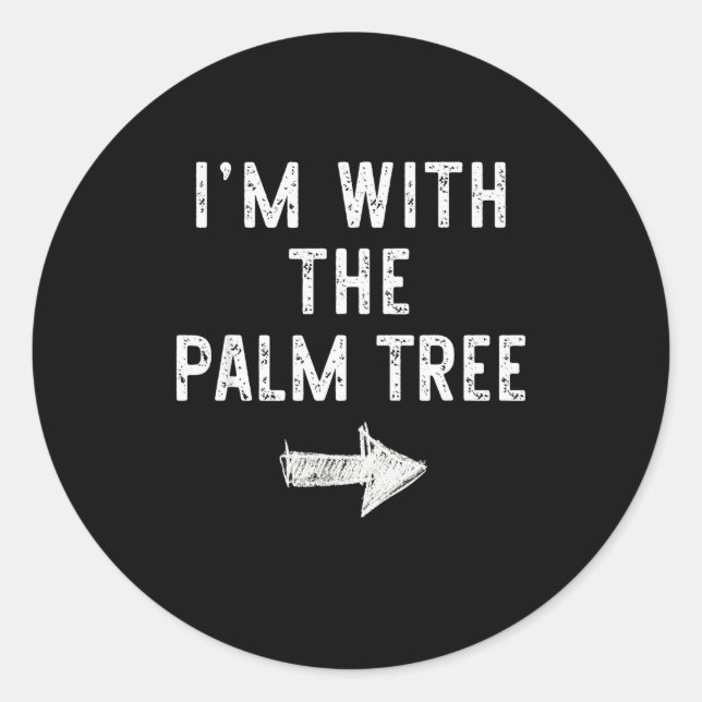 Pegatina Redonda I’m With The Palm Tree Funny Halloween Couple Cost (Anverso)