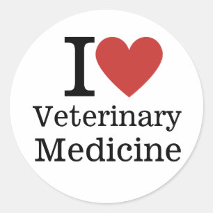 Pegatina Redonda I ❤️ Medicina Veterinaria para Estudiantes/Faculta