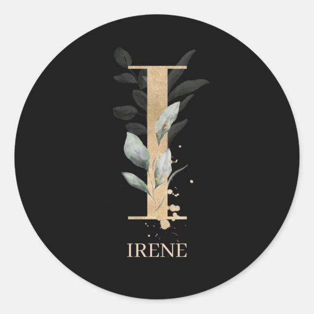 Pegatina Redonda I Monograma Floral Personalizado (Anverso)