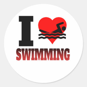 Pegatina Redonda I natación del corazón