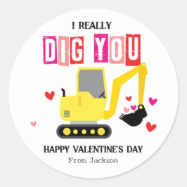 Pegatina Redonda I Really Dig You Classroom Valentine's Day