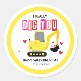 Pegatina Redonda I Really Dig You Classroom Valentine's Day
