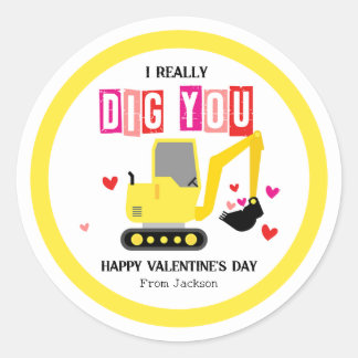 Pegatina Redonda I Really Dig You Classroom Valentine's Day