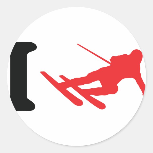 Pegatina Redonda i ski icono (Anverso)