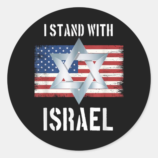 Pegatina Redonda i stand with israel (Anverso)