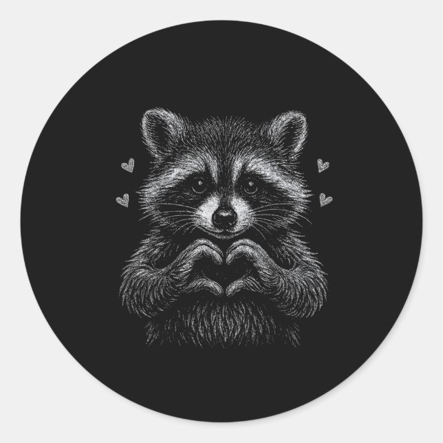 Pegatina Redonda I Steal Hearts Raccoon Valentines Racoon Meme Grap (Anverso)