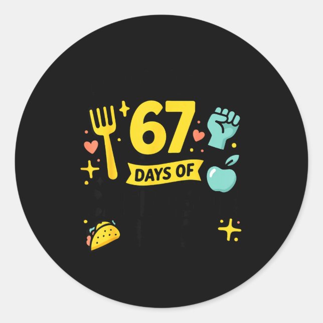 Pegatina Redonda I Survived 67 Days Of Cafeteria Chaos Lunch Lady S (Anverso)