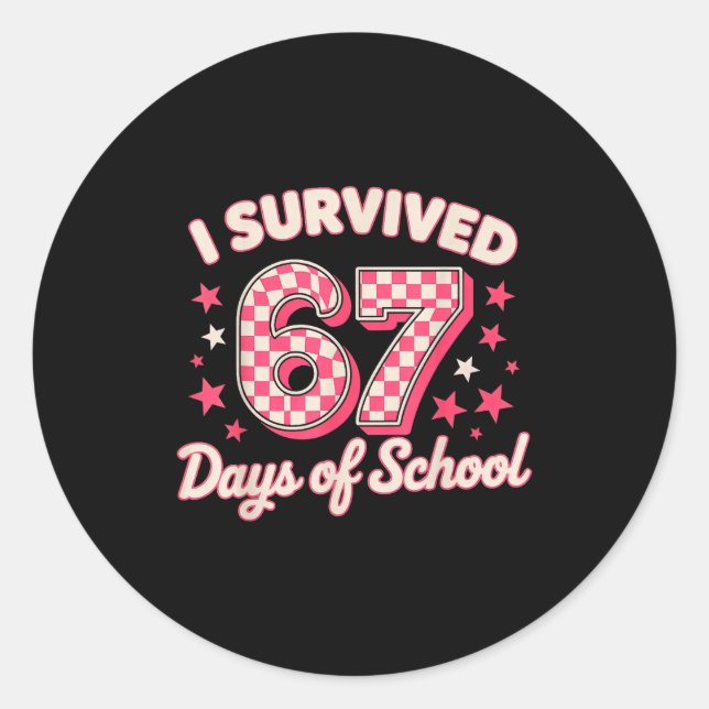 Pegatina Redonda I Survived 67 Days Of School  (Anverso)
