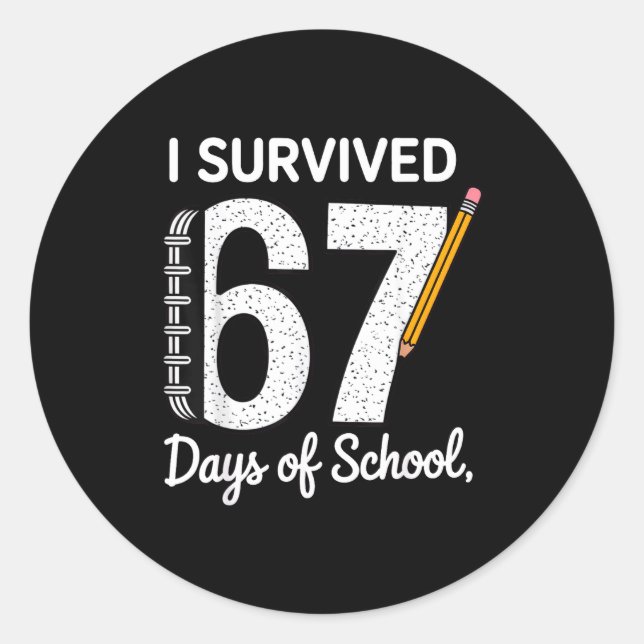 Pegatina Redonda I Survived 67 Days Of School  (Anverso)