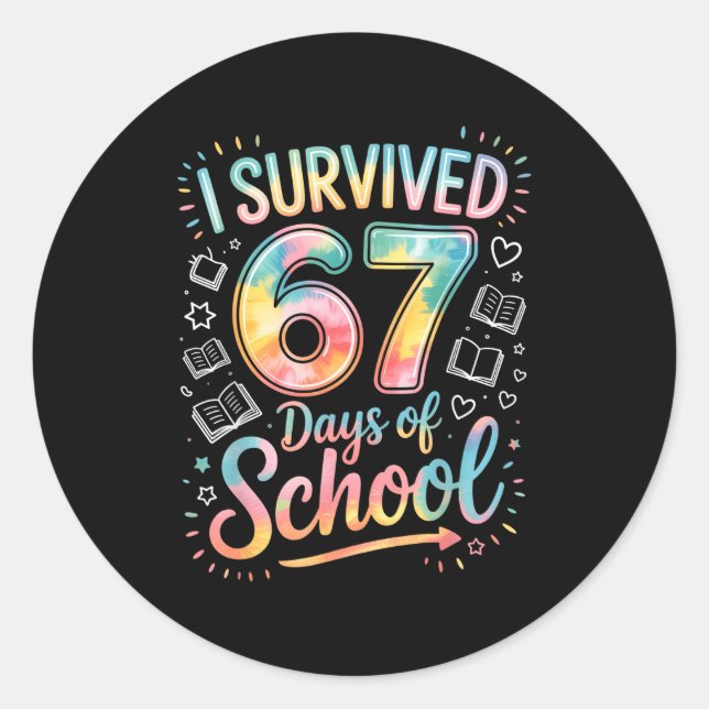 Pegatina Redonda I Survived 67 Days Of School Celebration  (Anverso)