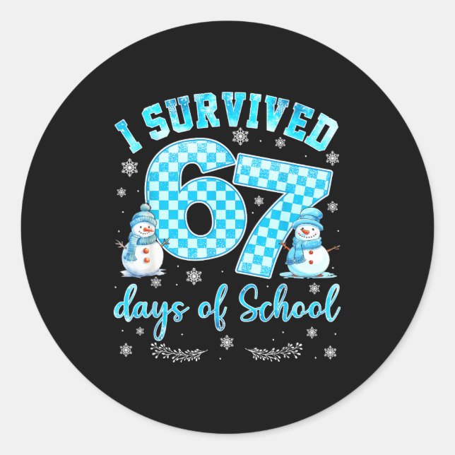 Pegatina Redonda I Survived 67 Days Of School Funny 67 Meme Christm (Anverso)