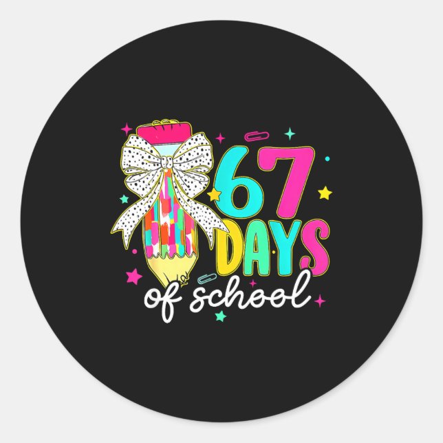 Pegatina Redonda I Survived 67 Days Of School Funny 67 Meme Teacher (Anverso)