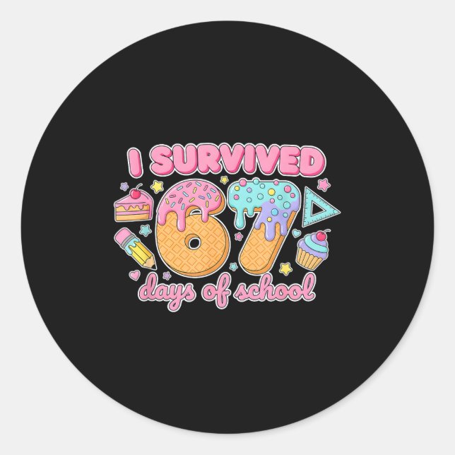 Pegatina Redonda I Survived 67 Days Of School Funny 67 Teachers Stu (Anverso)