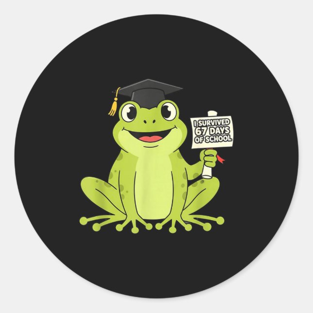 Pegatina Redonda I Survived 67 Days Of School Funny 67 Teachers Stu (Anverso)