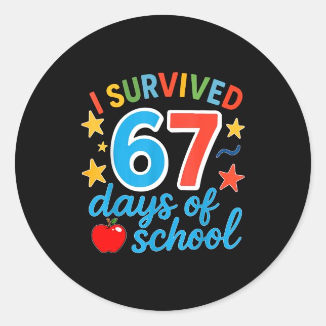 Pegatina Redonda I Survived 67 Days Of School Funny Meme Teacher St (Anverso)